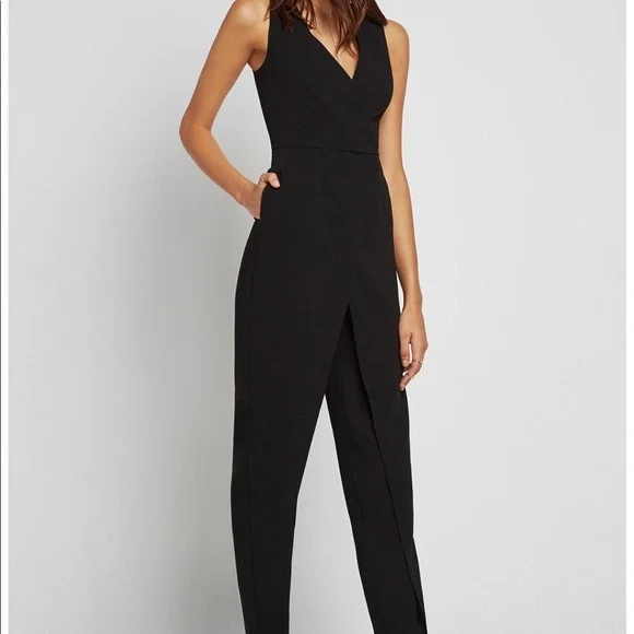 BCBGeneration Sleeveless Faux-Wrap Jumpsuit - Picture 1 of 6